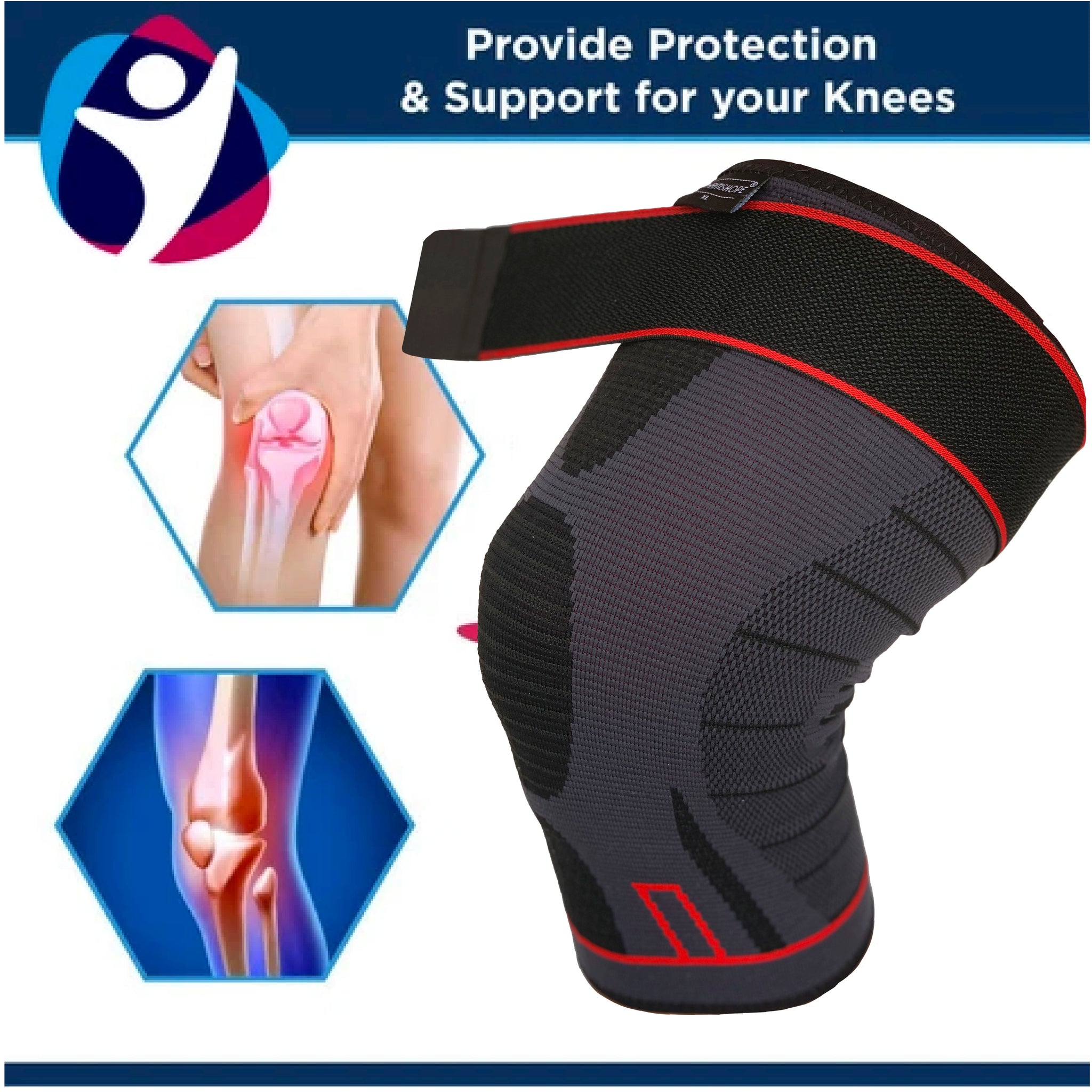 Compression Sleeve for Knee Pain With Straps